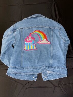 Disney Light Blue Denim Jacket with Rainbow & Castle Patch